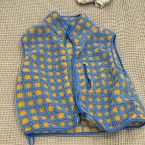 midnight lunch Blue and Yellow Checkered Fleece Vest